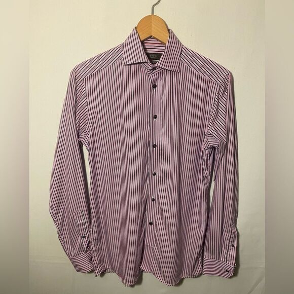 ETON Contemporary Fit Striped Long Sleeve Button Up Dress Shirt Size 38 15 Small - Picture 2 of 9
